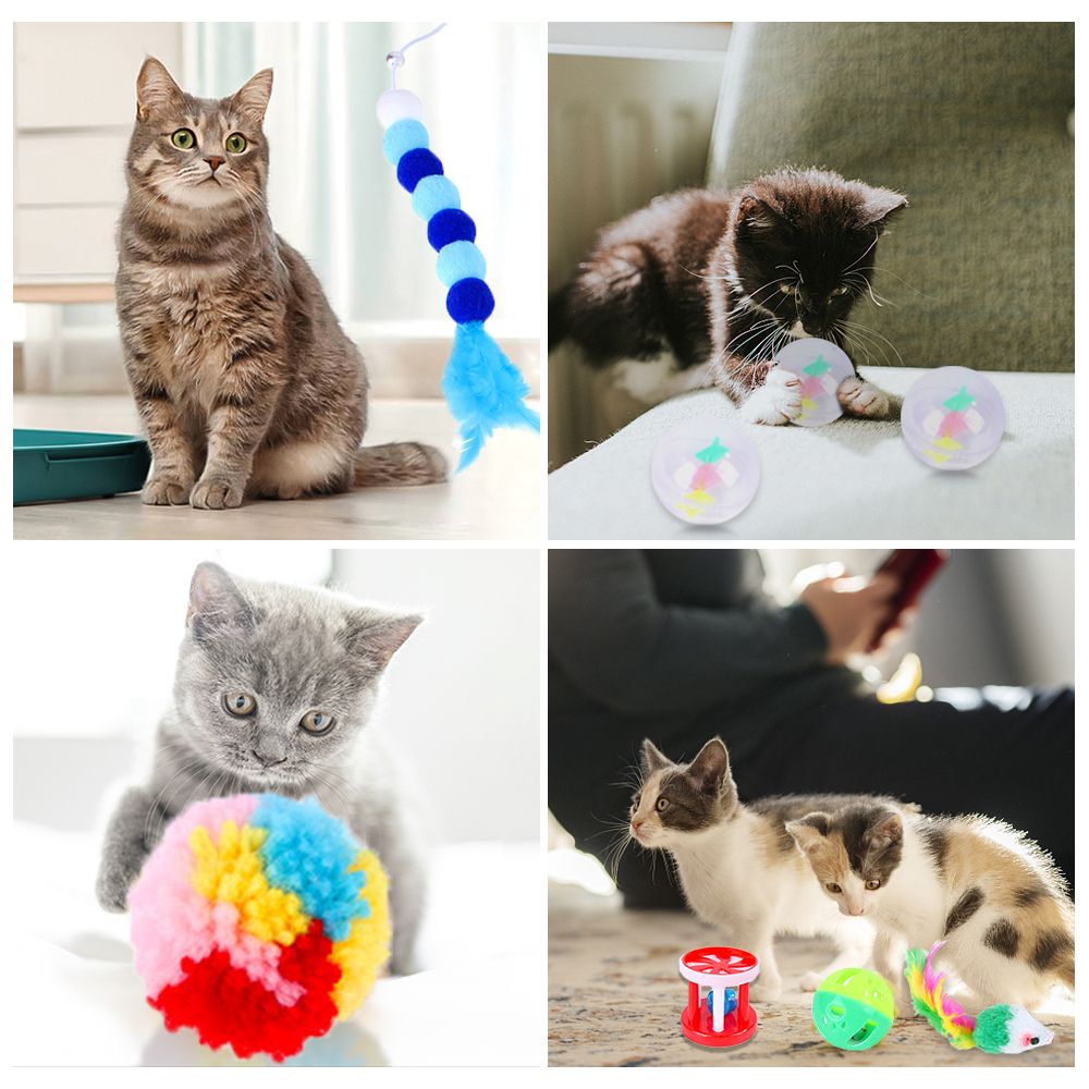 Cat Toys 15PCS Kitten Toys Set Interactive Cat Toys For
