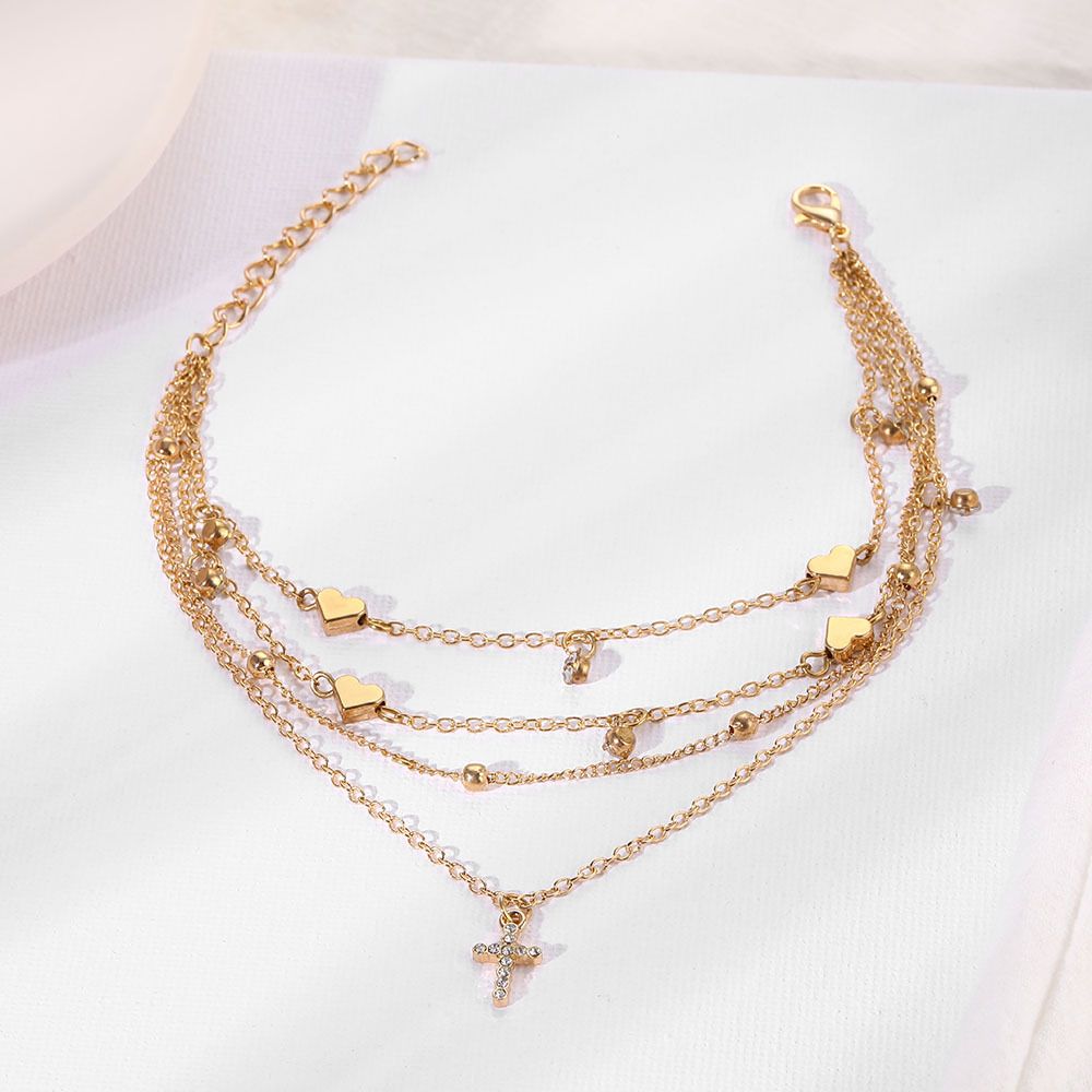 Ladies Multi-Layer Ankle Leg Chain-Gold