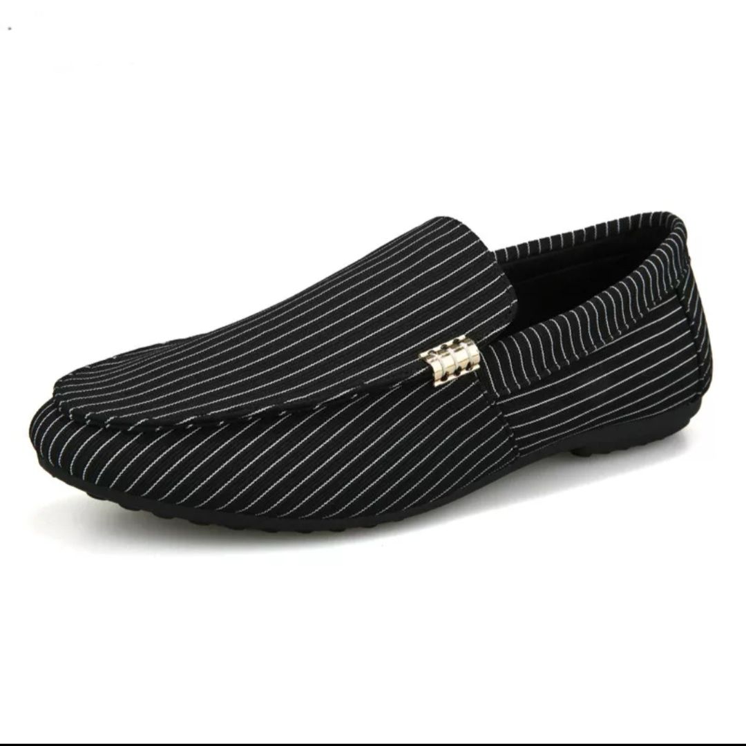 Men's Side Chain Designed Loafers Shoe - Black