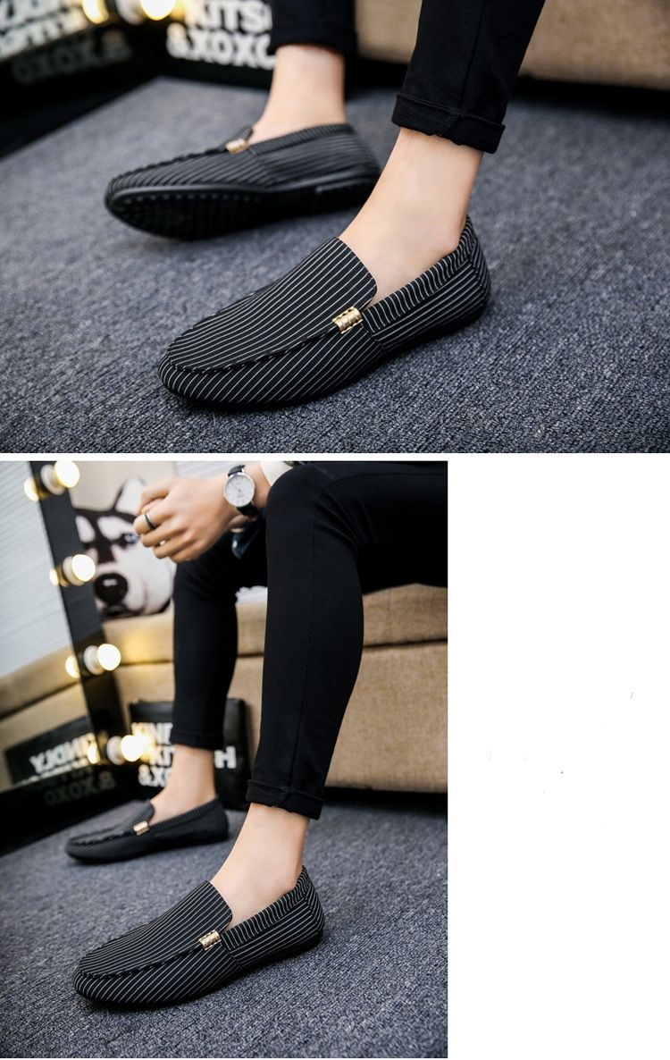 Men's Side Chain Designed Loafers Shoe - Black