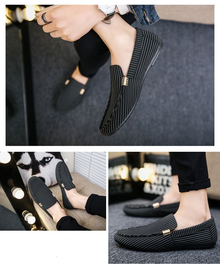 Men's Side Chain Designed Loafers Shoe - Black