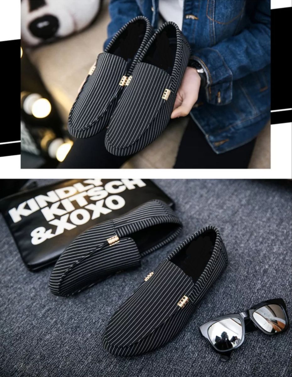 Men's Side Chain Designed Loafers Shoe - Black