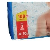 Baby Diapers - 108 Diapers - Size 3 - Jumbo Plus Pack