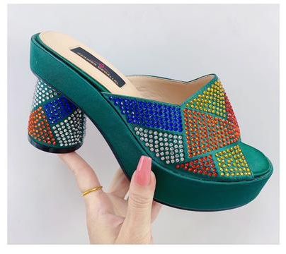 Executive Ladies Wedge Slippers-Green
