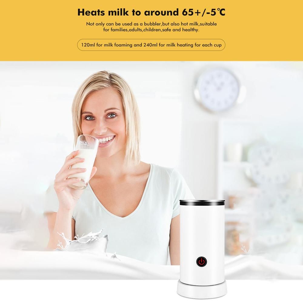 Electric Milk Frother 4-in-1 600W 240ml/8.12oz Hot and Cold Milk Foamer Silent Operation Anti Slip Stainless Steel Milk Steamer for Latte Cappuccinos Macchiato Hot Chocolate Milk