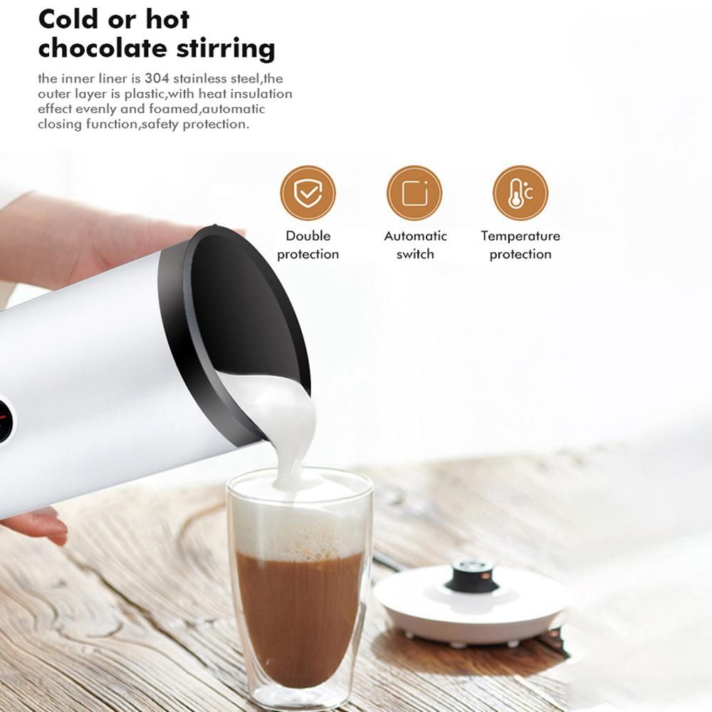 Electric Milk Frother 4-in-1 600W 240ml/8.12oz Hot and Cold Milk Foamer Silent Operation Anti Slip Stainless Steel Milk Steamer for Latte Cappuccinos Macchiato Hot Chocolate Milk