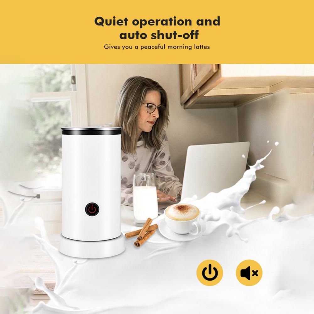 Electric Milk Frother 4-in-1 600W 240ml/8.12oz Hot and Cold Milk Foamer Silent Operation Anti Slip Stainless Steel Milk Steamer for Latte Cappuccinos Macchiato Hot Chocolate Milk