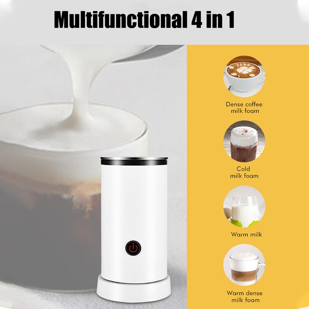 Electric Milk Frother 4-in-1 600W 240ml/8.12oz Hot and Cold Milk Foamer Silent Operation Anti Slip Stainless Steel Milk Steamer for Latte Cappuccinos Macchiato Hot Chocolate Milk