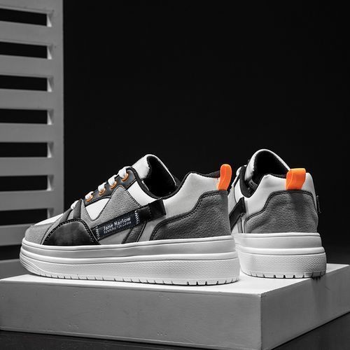 Canvas Lace-Up Sneakers - Grey&White