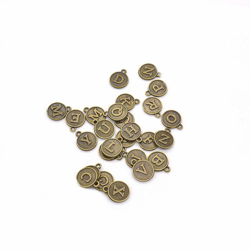 26Pcs English Alphabet A-Z Letter Charms For-Antique Silver