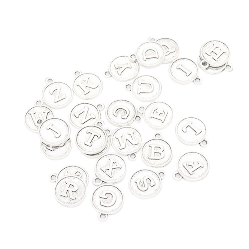 26Pcs English Alphabet A-Z Letter Charms For-Antique Silver
