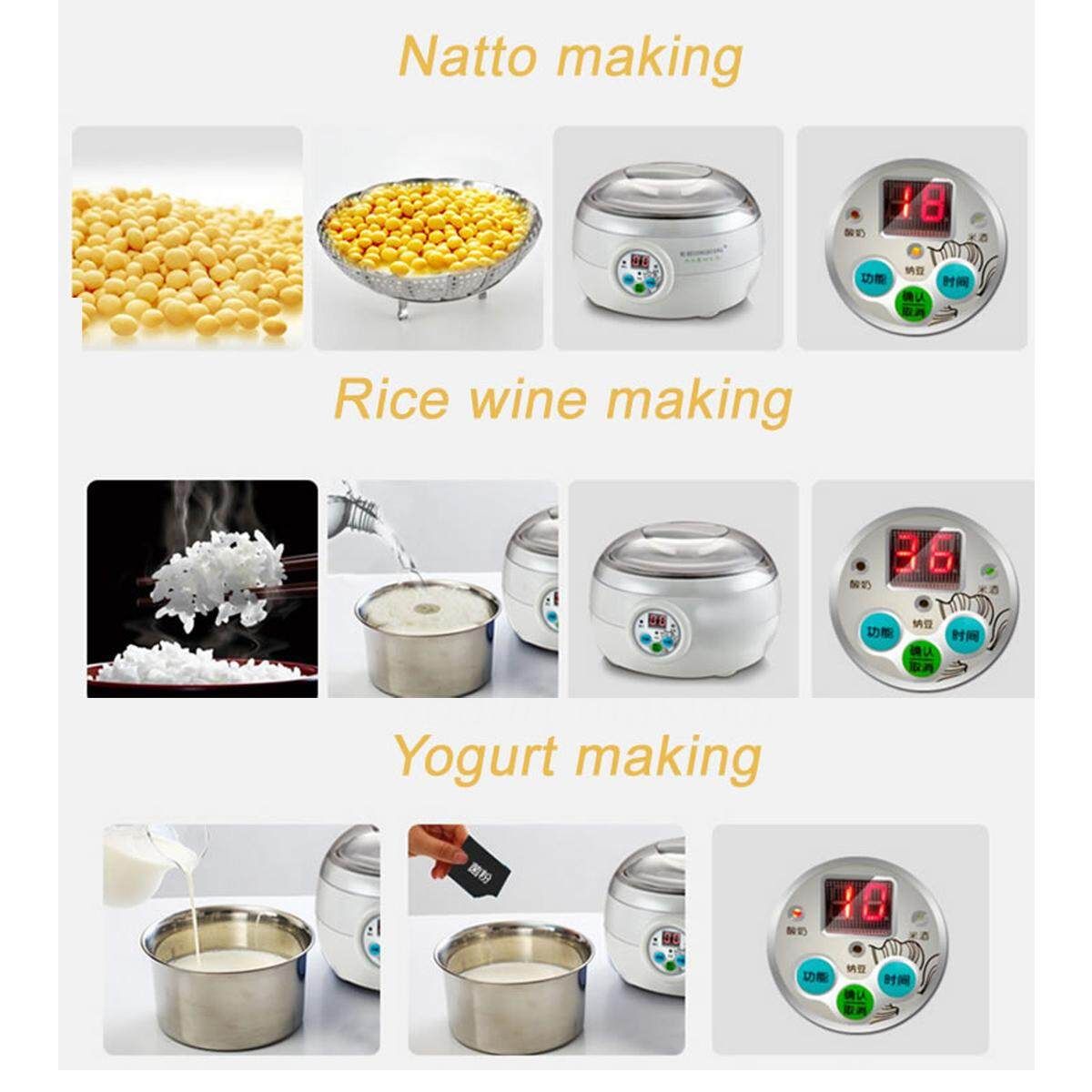 Electric Automatic Yoghurt Maker Rice Natto Cuisine Container 1.5L
