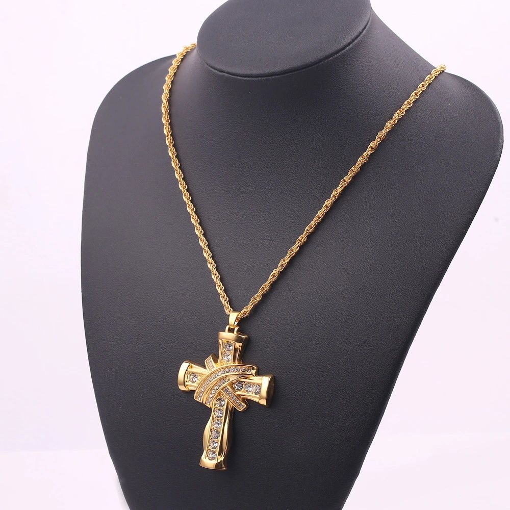 Men's Hip Hop Style Diamond Cross Pendant Necklace