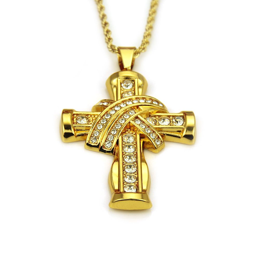 Men's Hip Hop Style Diamond Cross Pendant Necklace