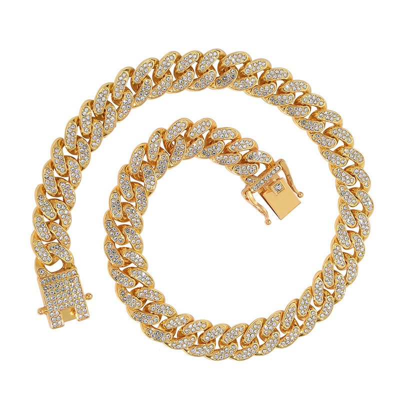 Mens 18inch&24inch Iced Out Hip Hop Miami Cuban Link Choker Chain