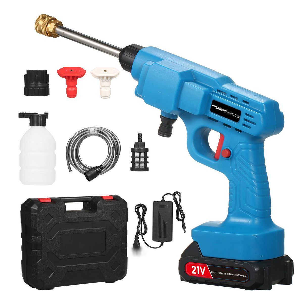 20V Cordless Battery  High Pressure Washer 30Bar 450PSI Car Washer Portable Power Washer with Rechargeable 3.0Ah Battery,2 Spray Nozzle for Car/Fence/Floor/Walls/Yards/Garden  Cleaning & Watering Blue UK