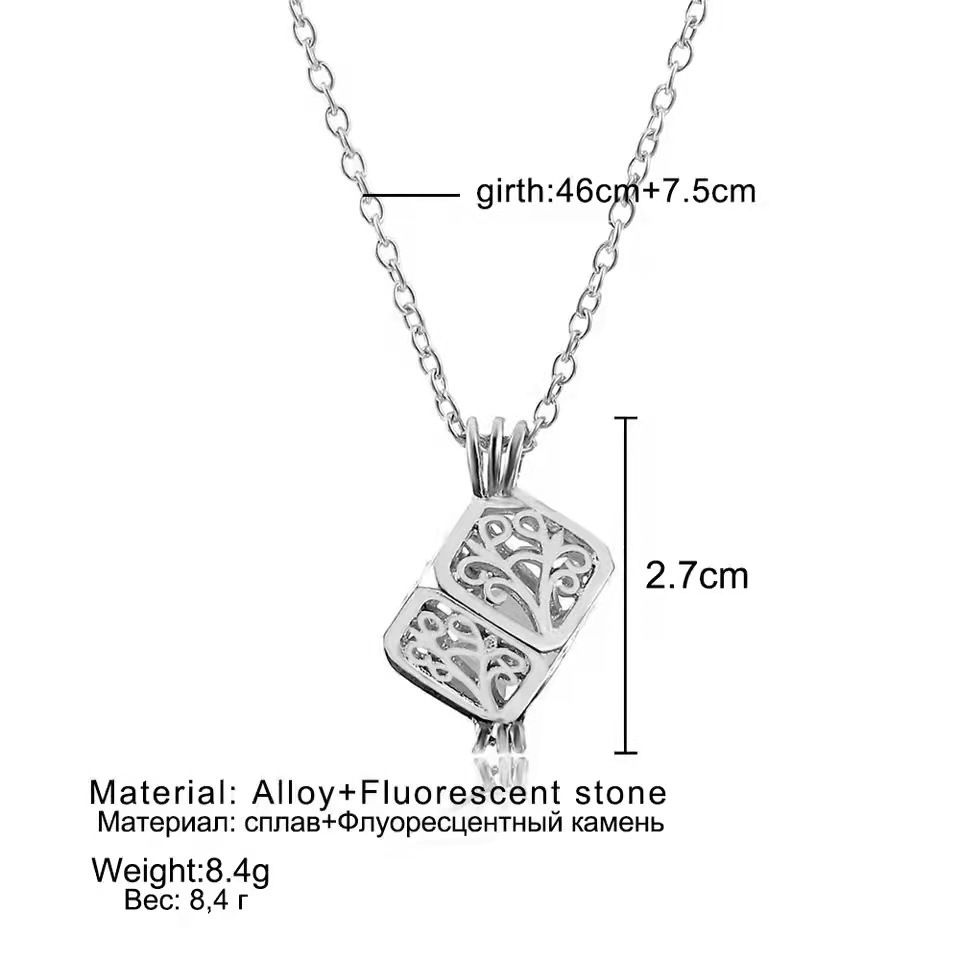 Hip Hop Magic Cube Life Tree Luminous Pendant Necklace