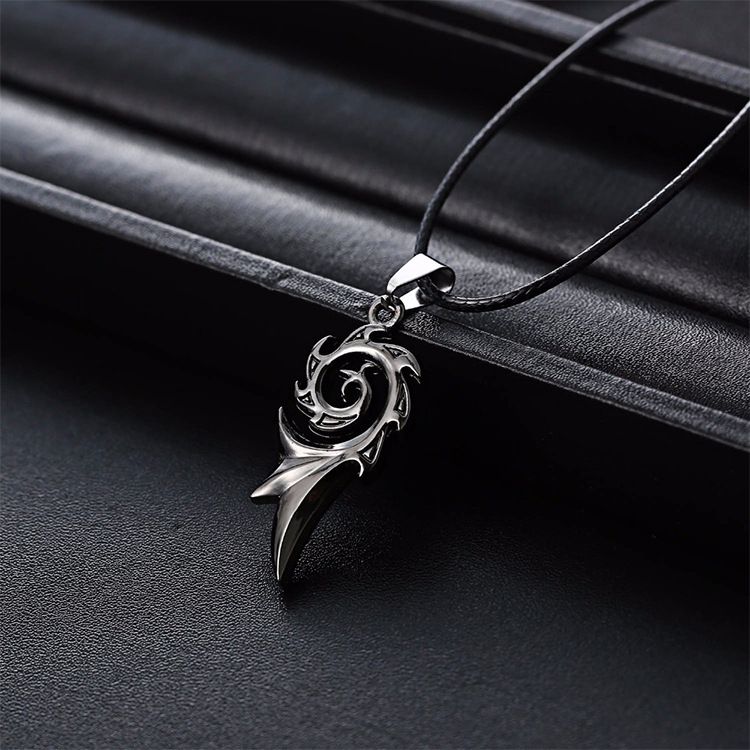 Hip-hop Titanium  Black Fire Dragon Pendant Necklace