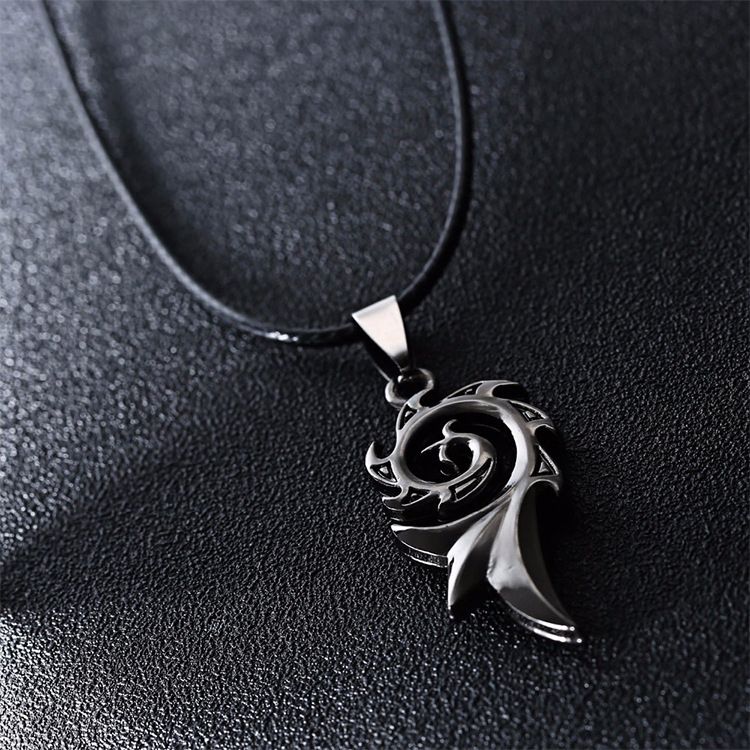 Hip-hop Titanium  Black Fire Dragon Pendant Necklace