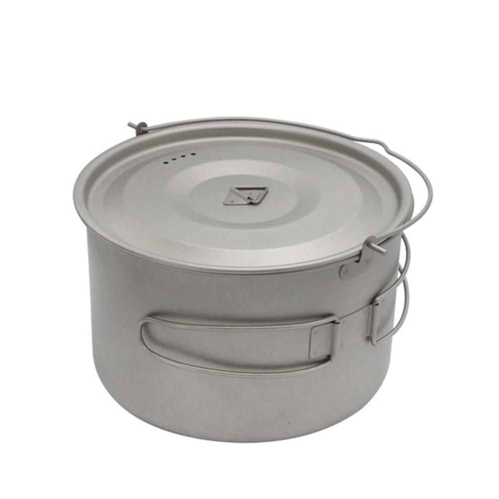 1.8L/3L Titanium Pot Ultralight Hanging Pot with Lid and Foldable Handle Outdoor Camping Hiking Backpacking Picnic