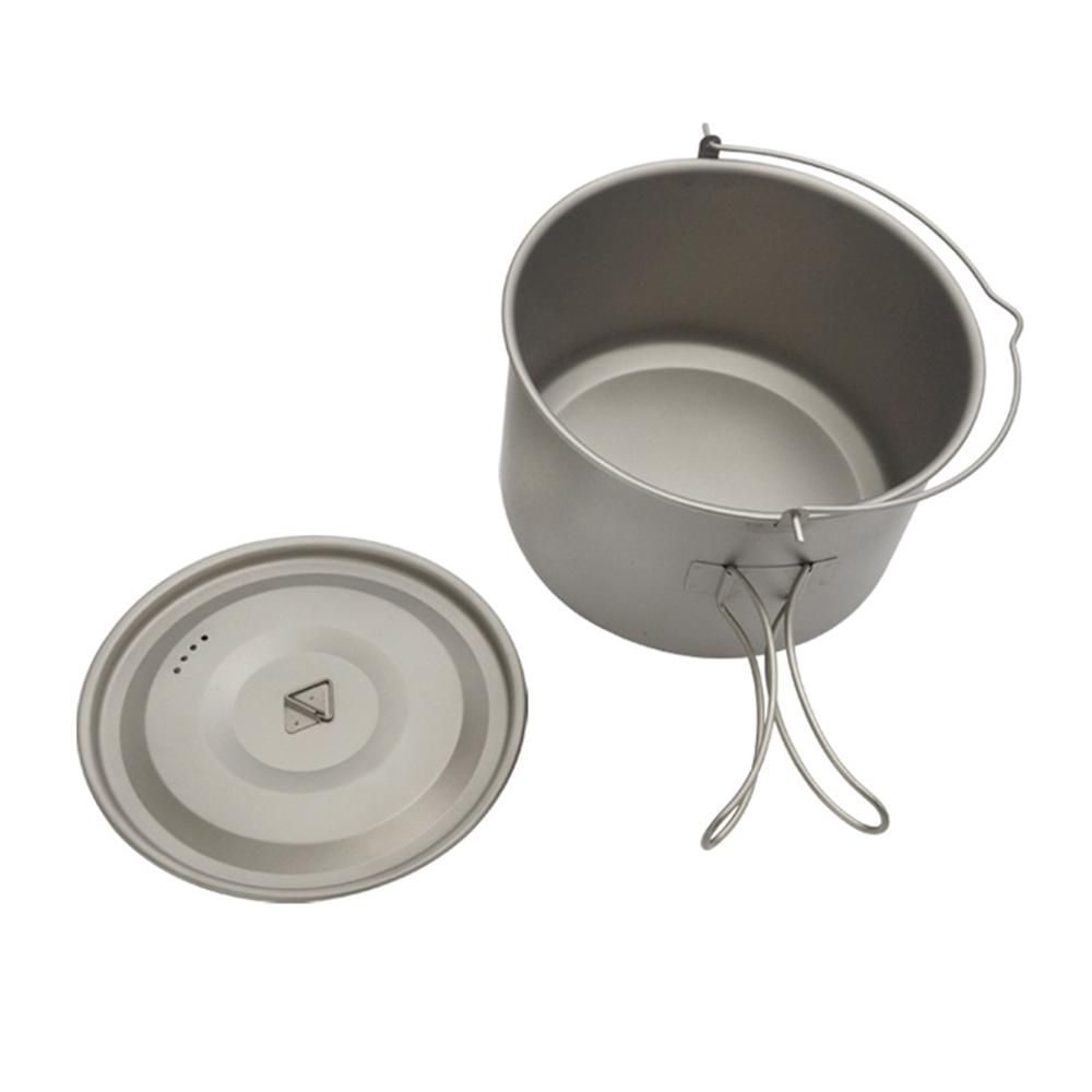 1.8L/3L Titanium Pot Ultralight Hanging Pot with Lid and Foldable Handle Outdoor Camping Hiking Backpacking Picnic