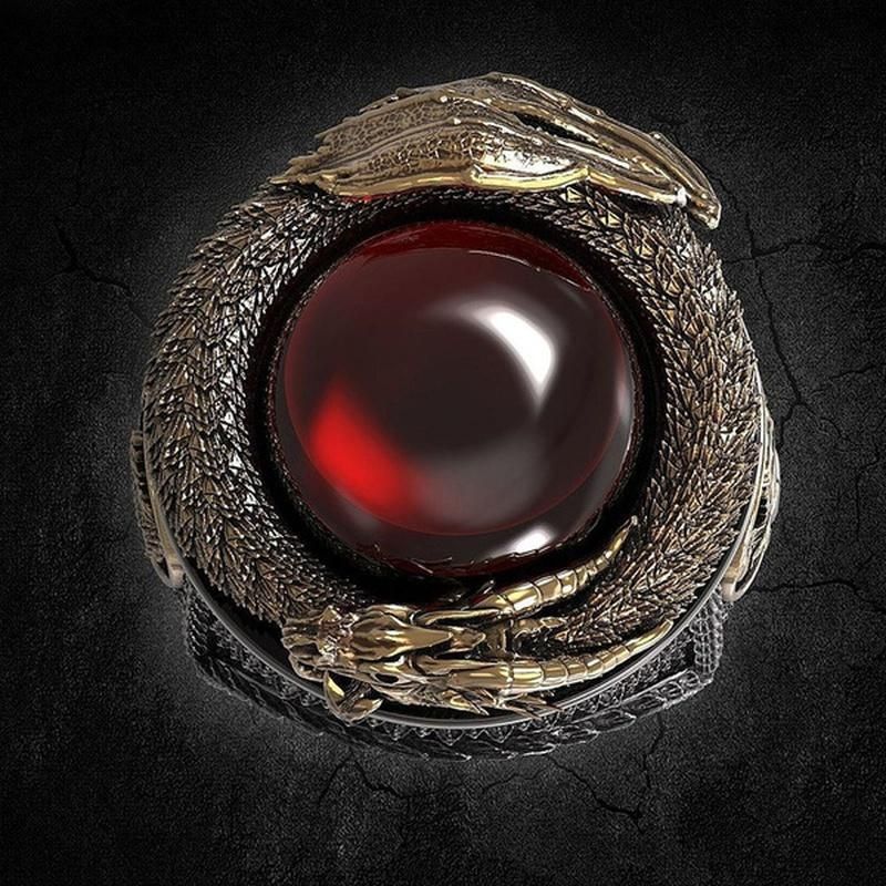 Luxury Men's Carved Dragon Ring Beach Party Gift Jewelry