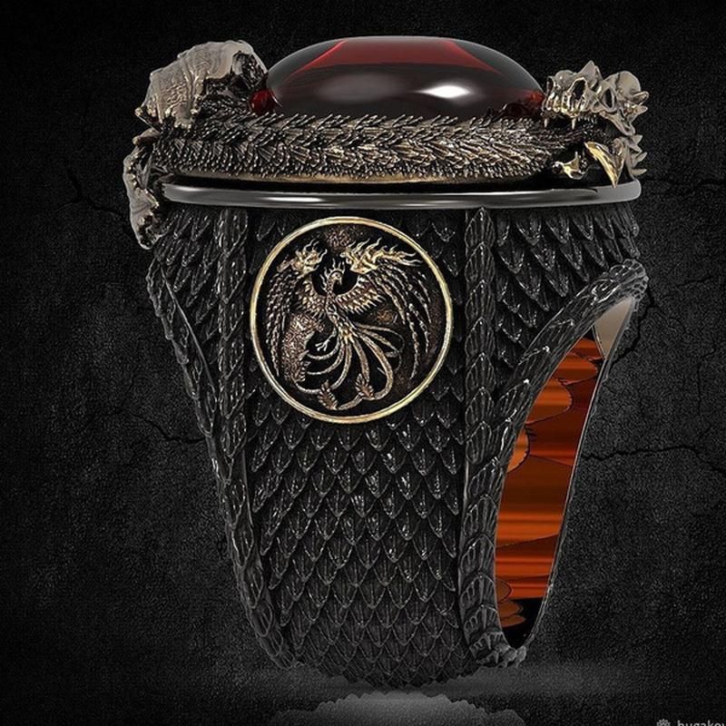 Luxury Men's Carved Dragon Ring Beach Party Gift Jewelry