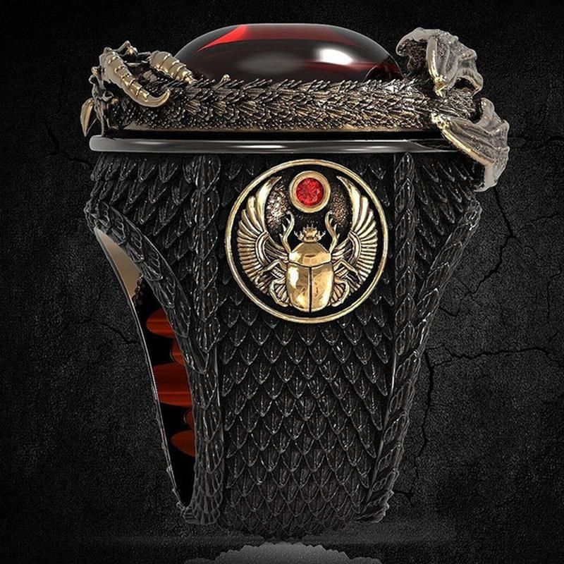 Luxury Men's Carved Dragon Ring Beach Party Gift Jewelry