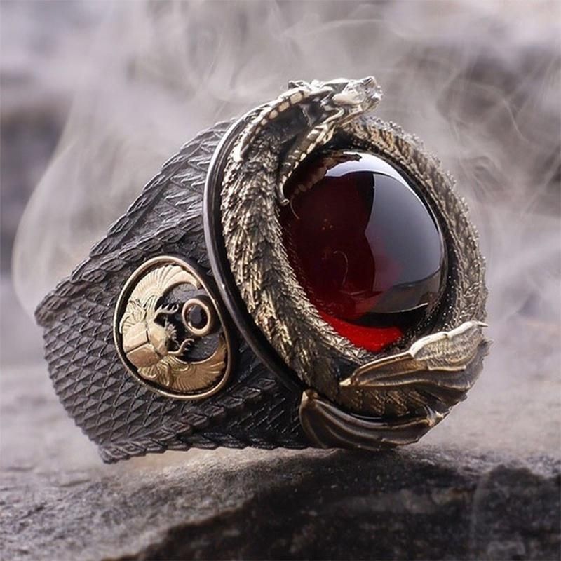 Luxury Men's Carved Dragon Ring Beach Party Gift Jewelry