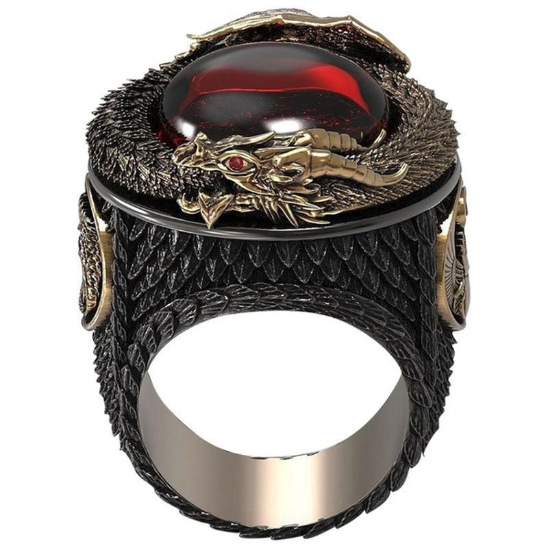 Luxury Men's Carved Dragon Ring Beach Party Gift Jewelry
