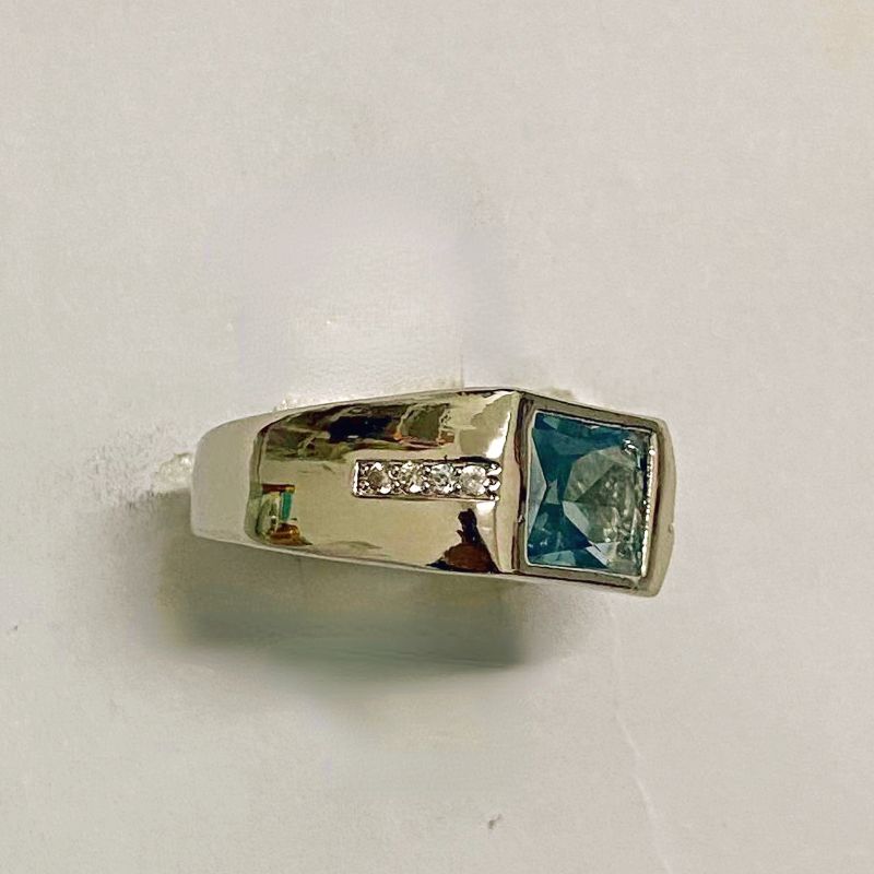 Men's 18K White Gold Plated Cz Wedding Ring Size 8-15