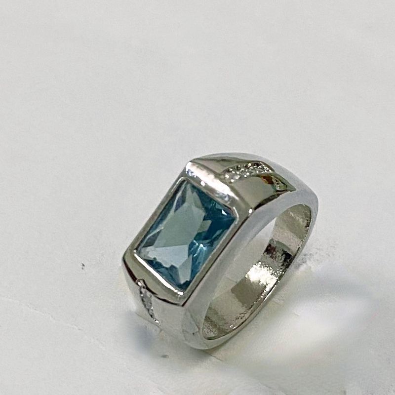 Men's 18K White Gold Plated Cz Wedding Ring Size 8-15