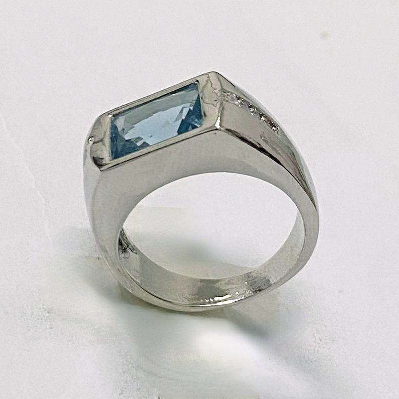 Men's 18K White Gold Plated Cz Wedding Ring Size 8-15
