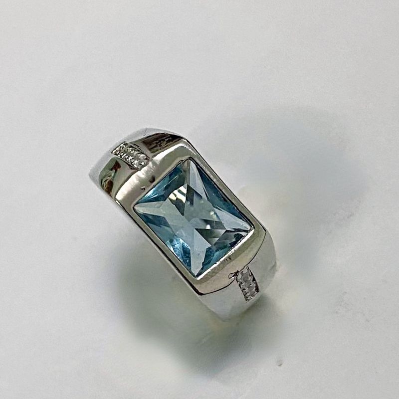 Men's 18K White Gold Plated Cz Wedding Ring Size 8-15