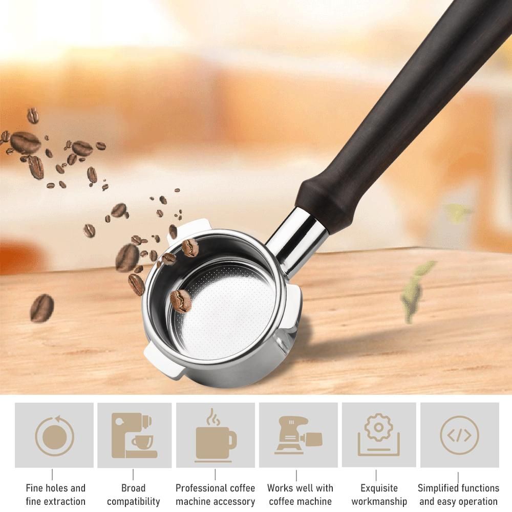 54mm 3 Ears Stainless Steel Bottomless Naked Portafilter Wooden Coffee Handle Cup Filter Basket Replacement for Breville 8 Series Coffee Machines
