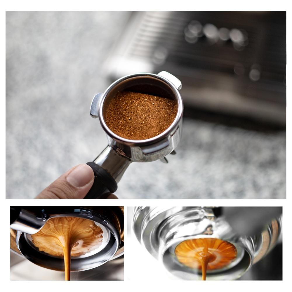 54mm 3 Ears Stainless Steel Bottomless Naked Portafilter Wooden Coffee Handle Cup Filter Basket Replacement for Breville 8 Series Coffee Machines