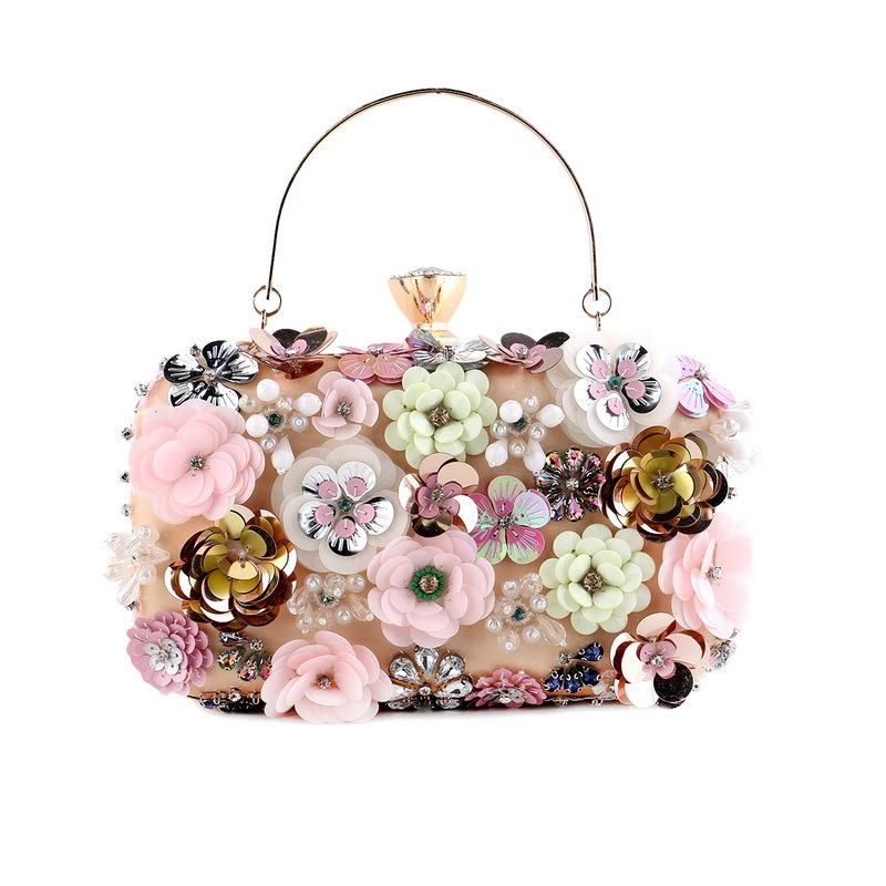Flower Dinner Bag - Party Clutch Evening Bag - Wedding/Date/Party
