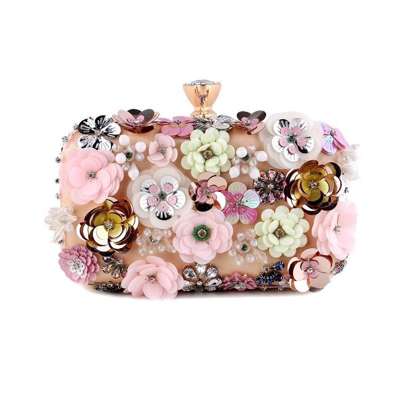 Flower Dinner Bag - Party Clutch Evening Bag - Wedding/Date/Party