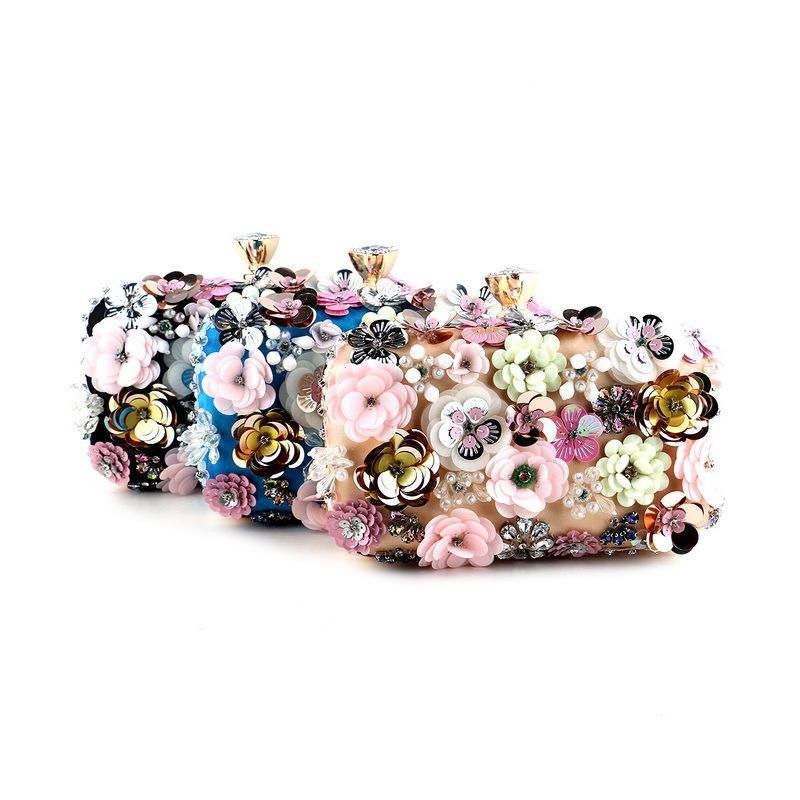 Flower Dinner Bag - Party Clutch Evening Bag - Wedding/Date/Party