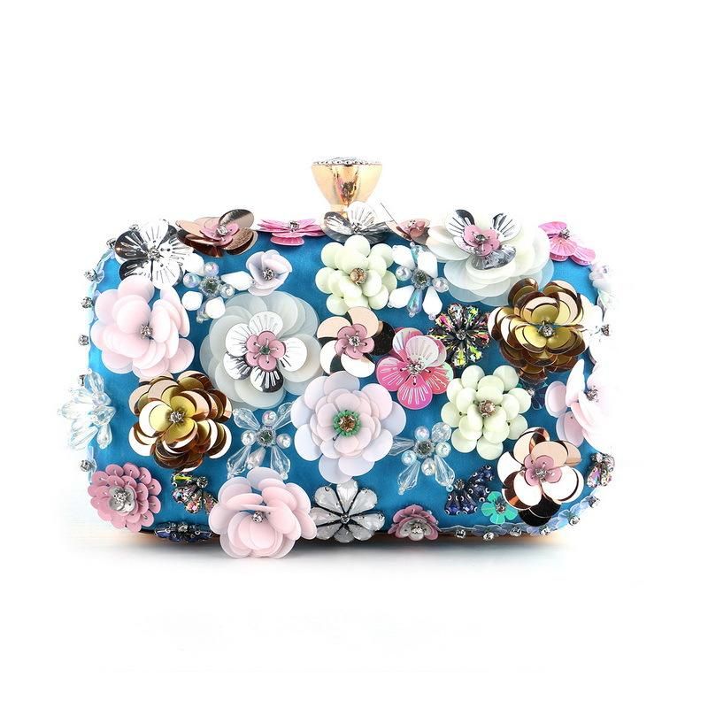 Flower Dinner Bag - Party Clutch Evening Bag - Wedding/Date/Party