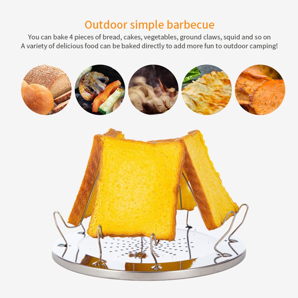 Folding Camping Stove Toaster Stainless Steel 4 Slice Bread