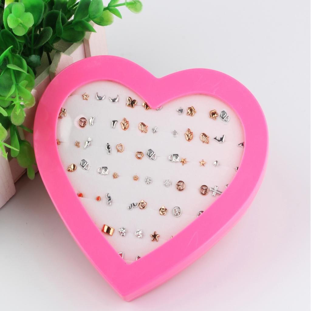 36Pairs Earrings Mini Alloy Plant Shaped Studs Earrings