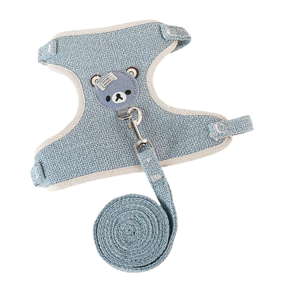 Cat Vest Chain Cute Bear Pet Vest Harness Dog Cat Collar Blue