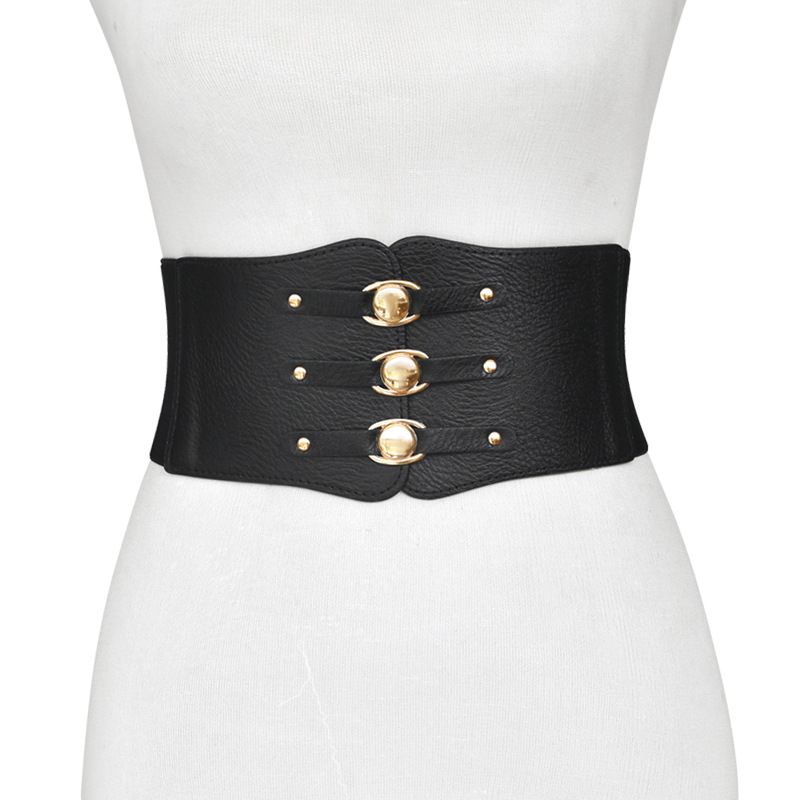 Ladies Elastic Black Ultra-wide Waist Dress  Elastic Belt GM206