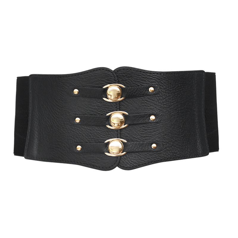 Ladies Elastic Black Ultra-wide Waist Dress  Elastic Belt GM206