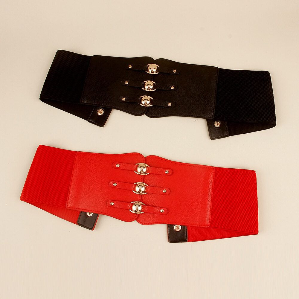 New Wide Belt Women's Water Beads  Coat Elastic Belt  GM307