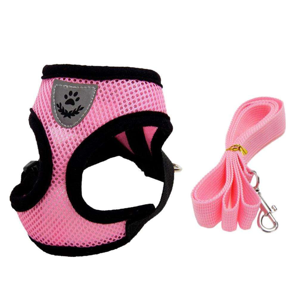 Dog Harness Adjustable Soft Padded Dog Vest Reflective Pet Vest Pink S