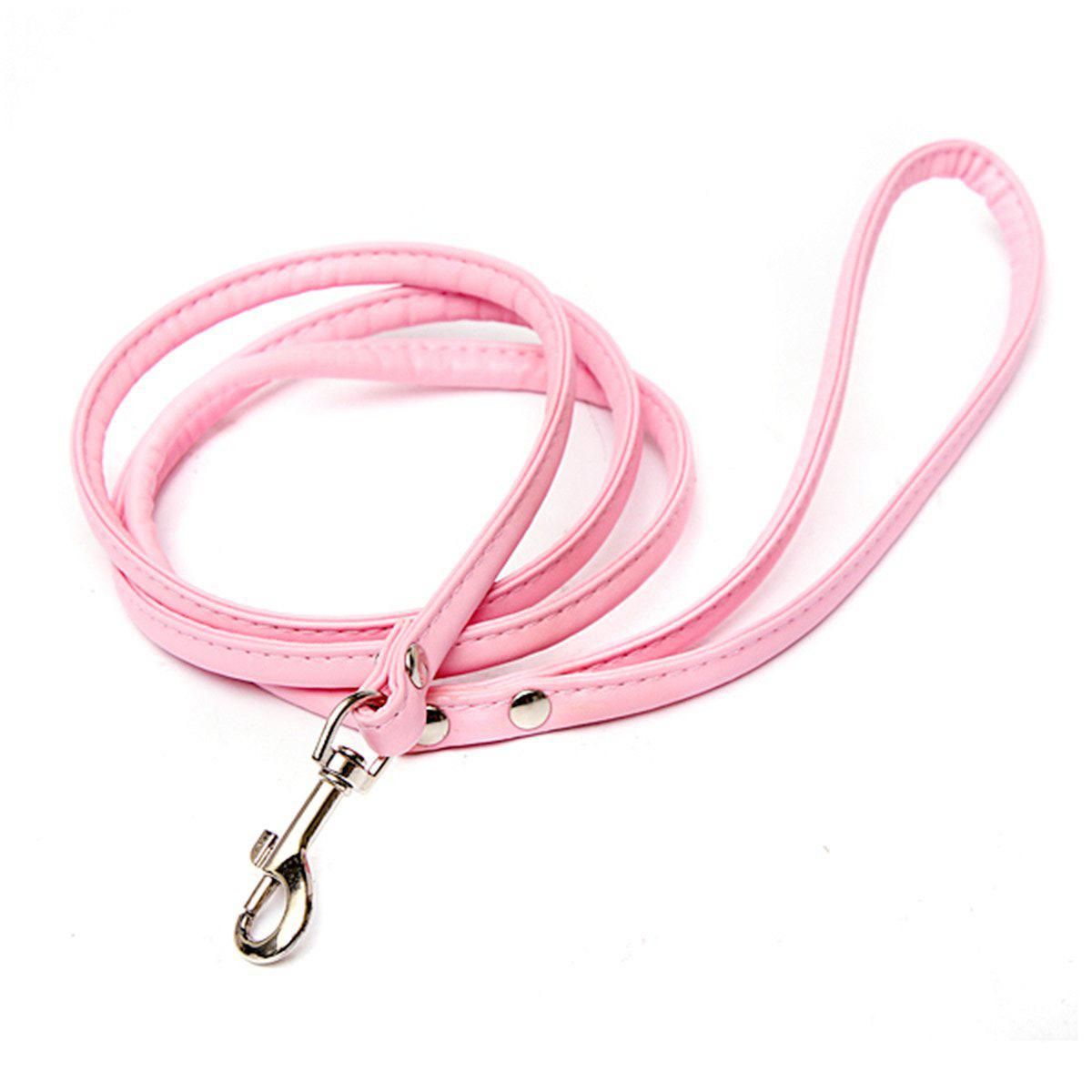 Pink leather leash for small dog pet 1cmX120cm