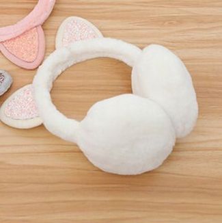 Women Earmuffs Ladies Cute Cat Ear Sequins Furry Ear Muffs