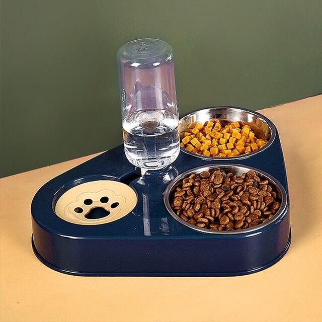 Pet Cat Bowl Automatic Dog Feeder 500ML Dog Water Bottle Cat Food Bowl Pet Stainless Steel Double Bowl 3 Bowls Cat Accessories